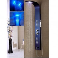 stainless steel rainfall bathroom shower panel with led light